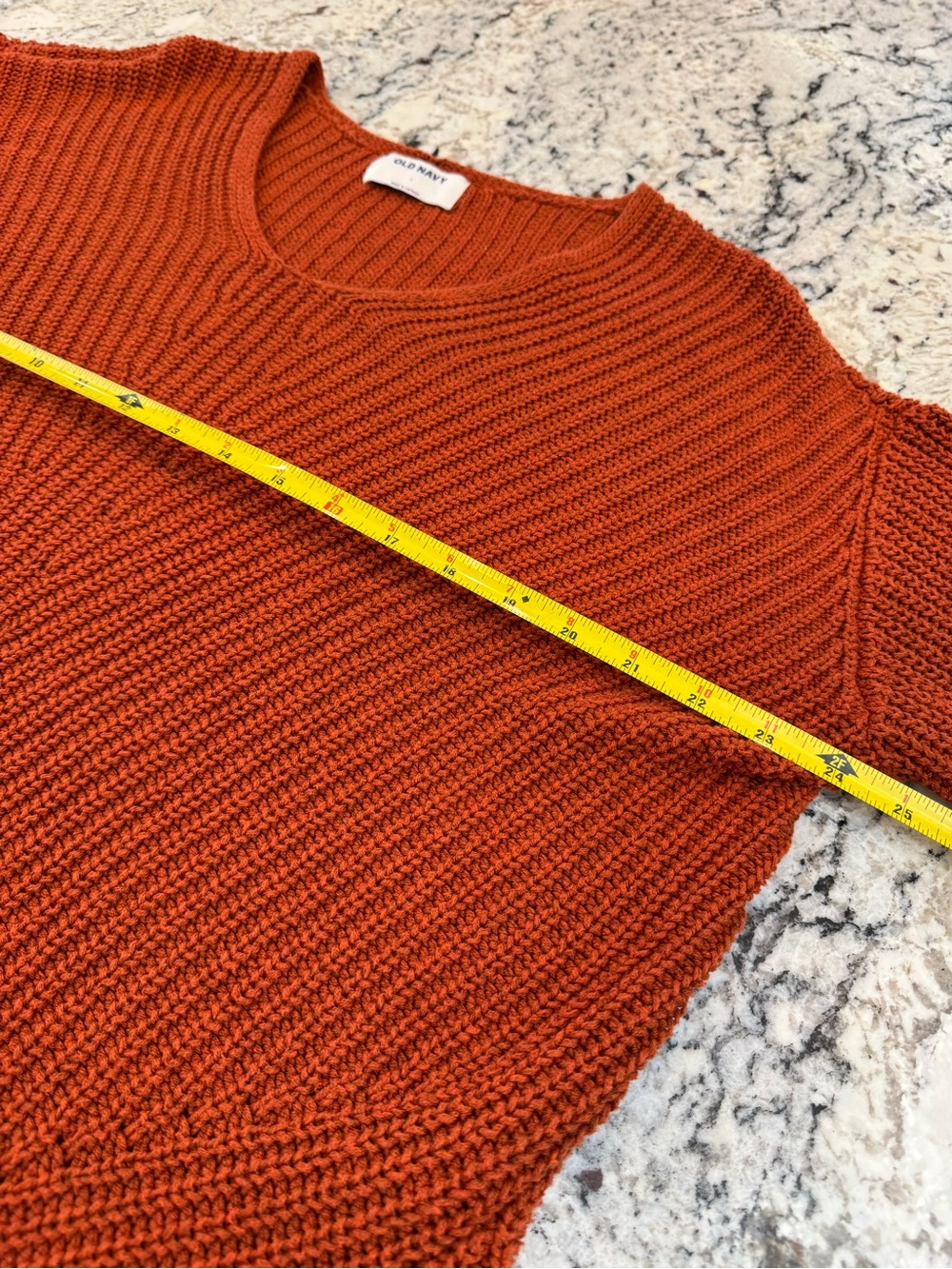 Old Navy Rust Orange Chunky Knit V Neck Sweater Size L Oversized - Picture 8 of 11